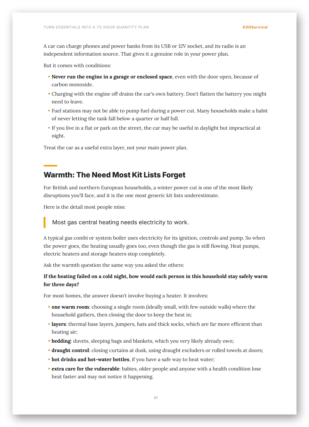 Warmth planning page preview