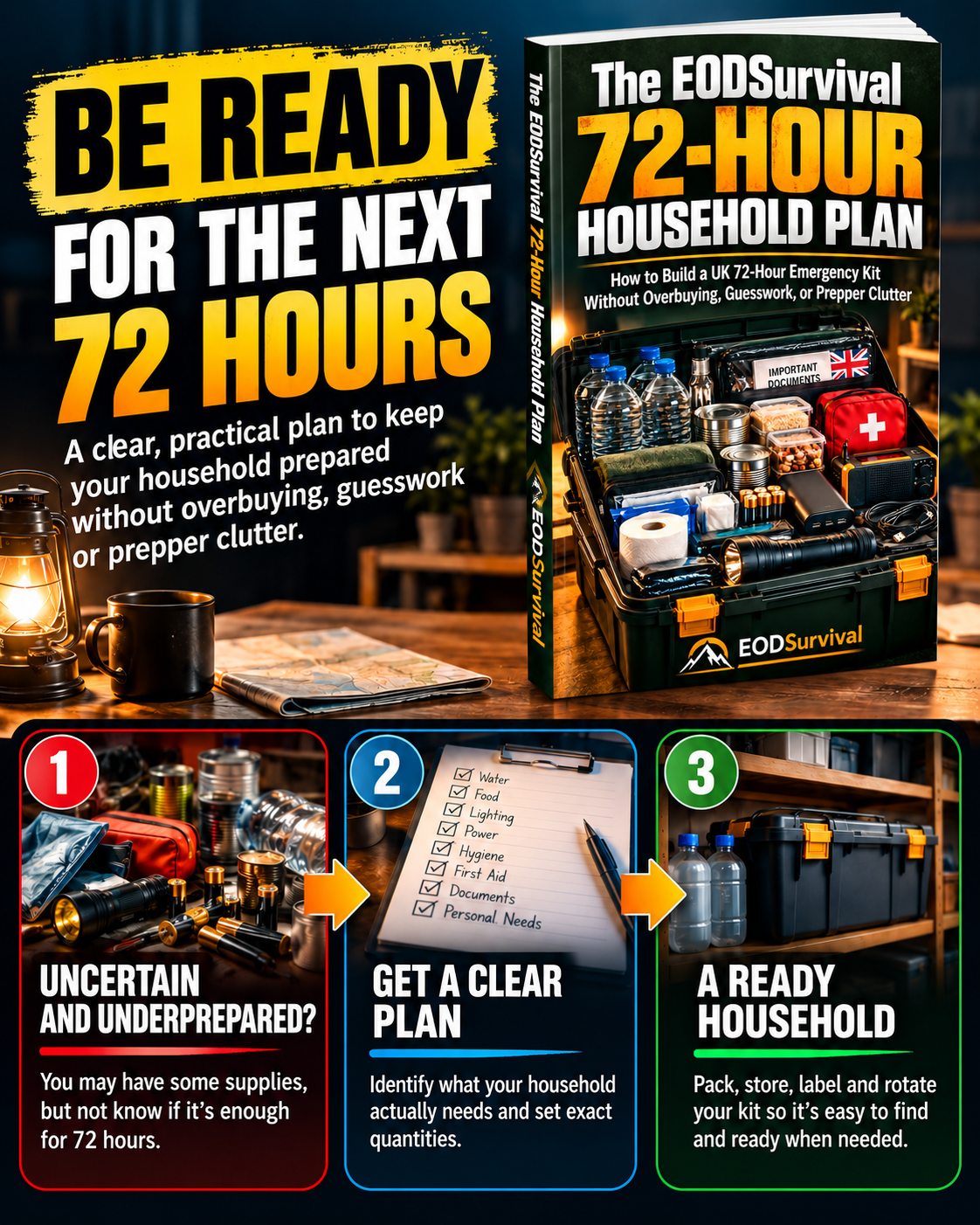 Be ready for the next 72 hours: decide, calculate and organise your household plan